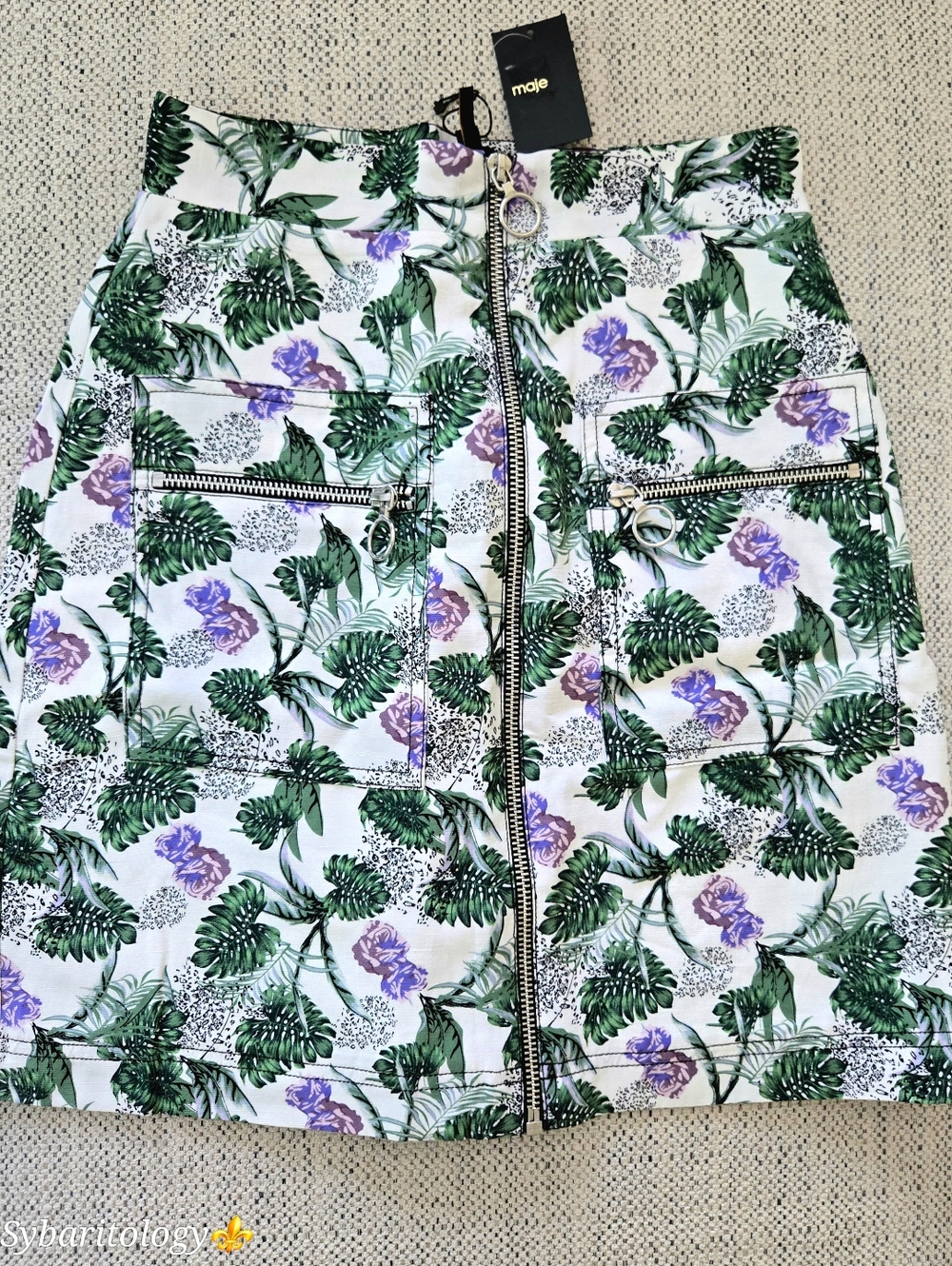 NWT MAJE Jizer Floral Print Zip-Front Mini Skirt Size: 36/XS